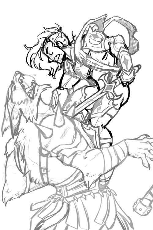 1 Torso Sketch (50), 1 Full Body Sketch (75), 1 Medium Weapon Sketch (20); $145 Total