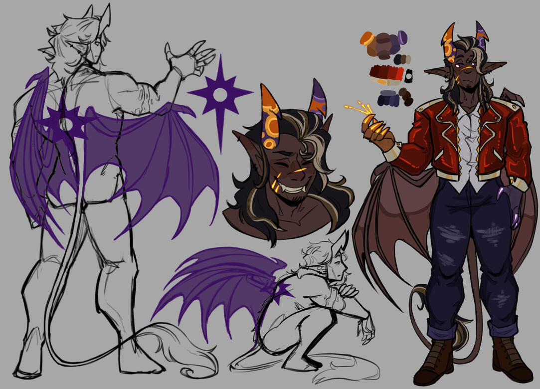 2 Line Art Full Body (130), 1 Full Body Cell Shaded (100), 1 Bust Flat Color (30); $260 Total